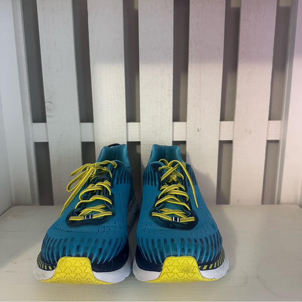 HOKA One One Running Shoes Blue Yellow Mens 12.5 Athletic Sneakers - Picture 3 of 14